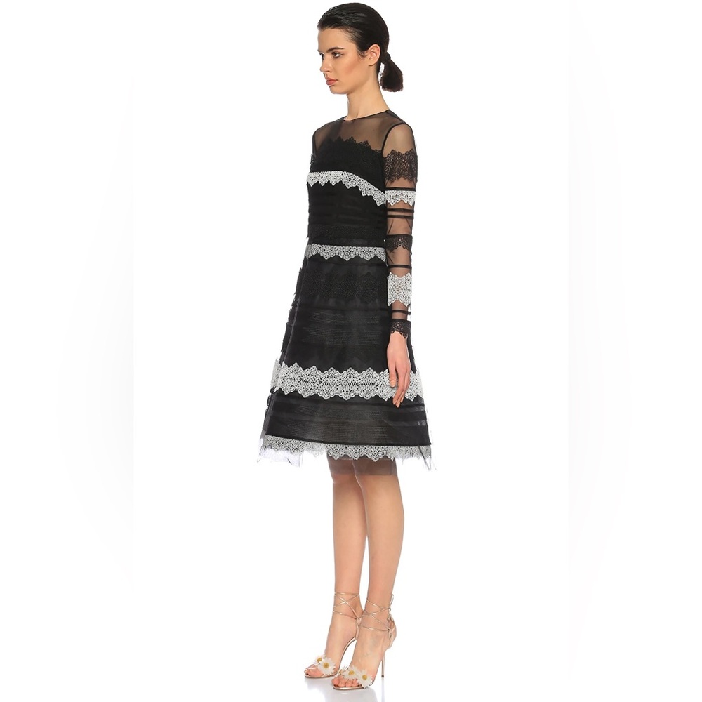 Sachini + Babi Elegant Black and White MIDI Dress with Sleeves Like New - Picture 11 of 12